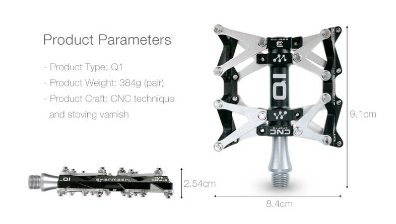 Shanmashi Q1 Mountain Bike Bearing Pedal Non-slip Road Bicycle Foot Plate for Riding Activities