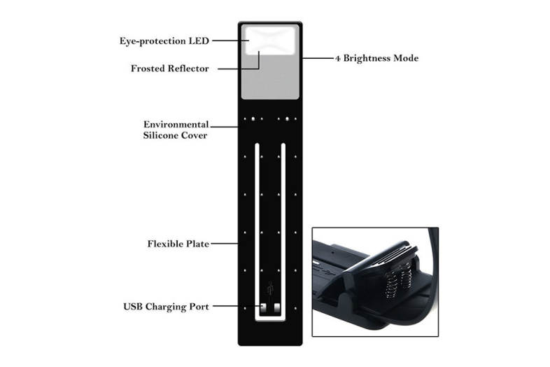 Utorch Kindle LED Clip Reading Light USB Folding Rechargeable Portable Lamp