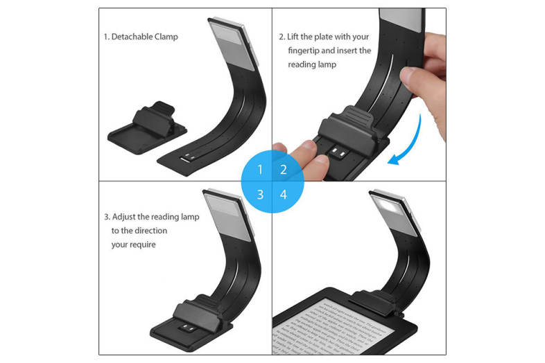 Utorch Kindle LED Clip Reading Light USB Folding Rechargeable Portable Lamp