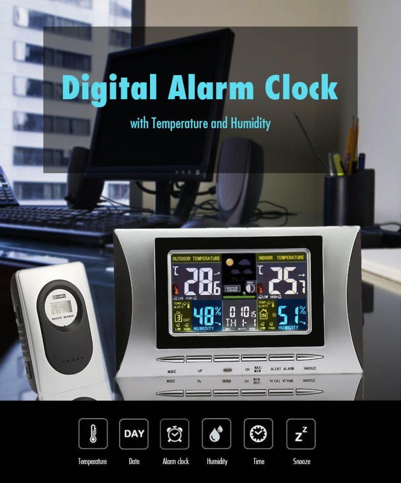 Digital Alarm Clock with Temperature and Humidity