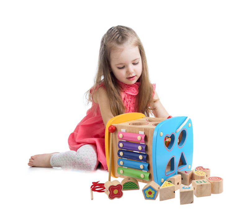 Multifunctional Puzzle Building Block Box Shape Matching Educational Toys