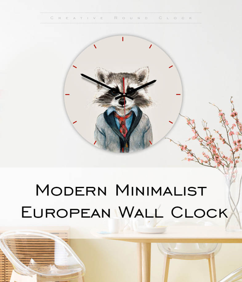 Modern Minimalist Acrylic European Round Cartoon Wall Clock 