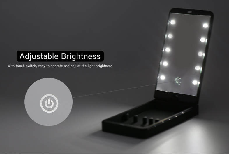 Portable Rotation LED Makeup Mirror with Organizer Stand