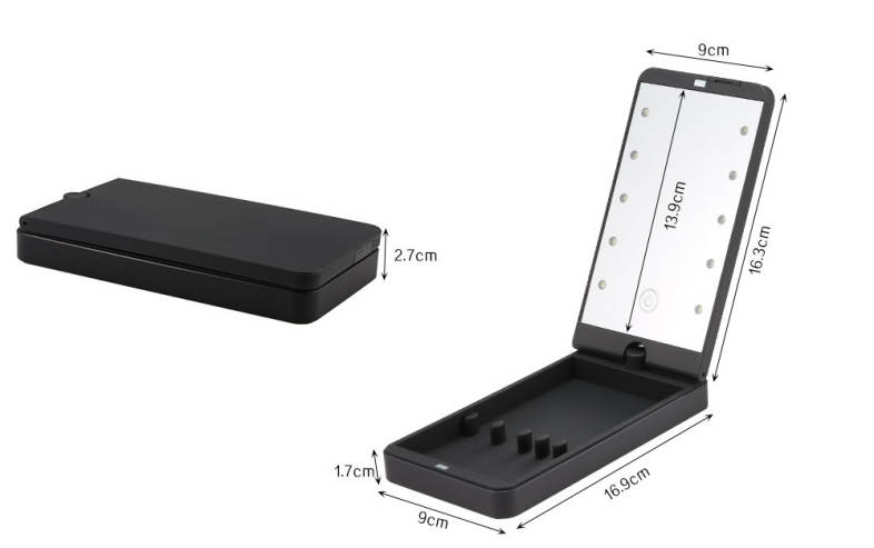 Portable Rotation LED Makeup Mirror with Organizer Stand