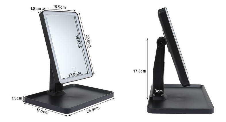 Rotation Intelligent LED Light Makeup Mirror with Rectangular Stand