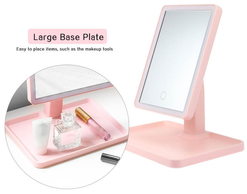 Rotation Intelligent LED Light Makeup Mirror with Rectangular Stand