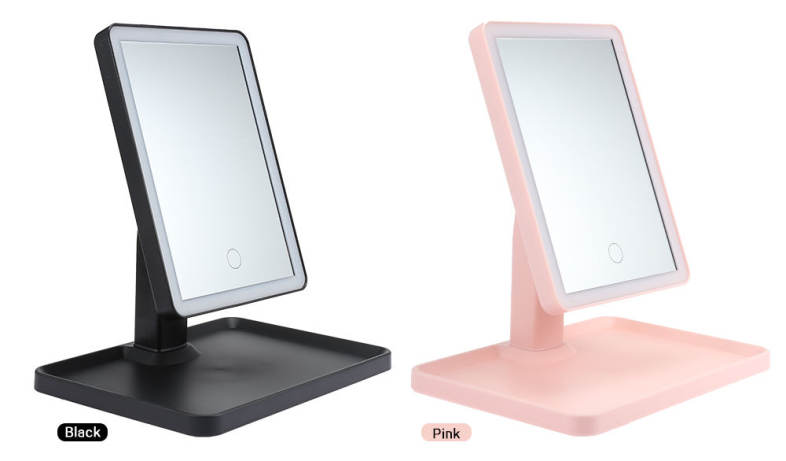Rotation Intelligent LED Light Makeup Mirror with Rectangular Stand