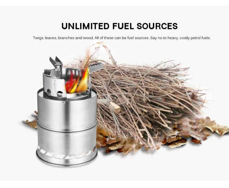 Outlife Stainless Steel Detachable Outdoor Firewood Stove with Pouch