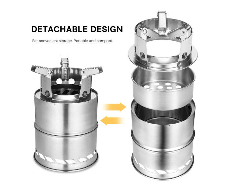 Outlife Stainless Steel Detachable Outdoor Firewood Stove with Pouch
