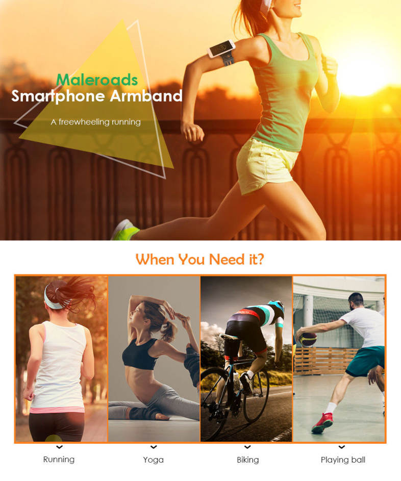 Maleroads Sports Running Armband for iPhone / Samsung Smartphone