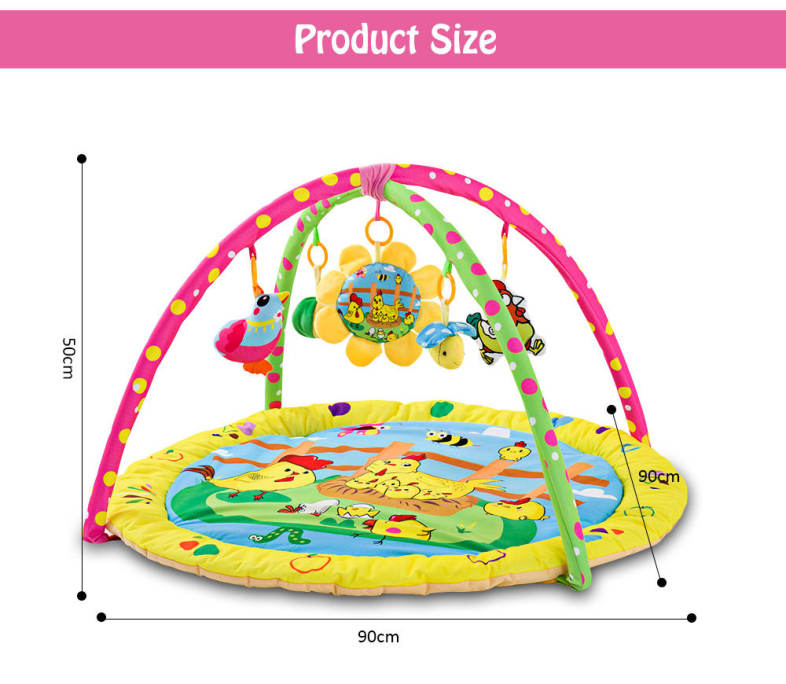 Karchibate Cute Cats Baby Soft Play Mat Crawling Blanket with Musical Rattles