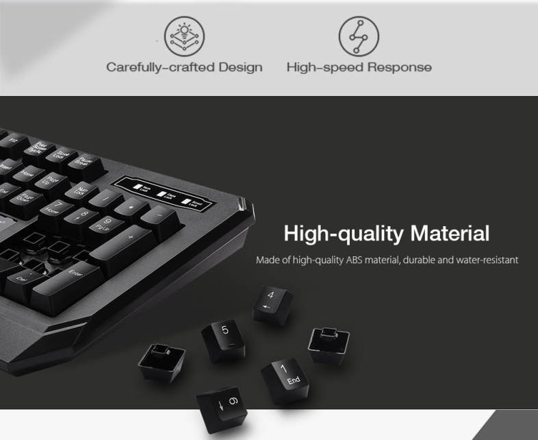 Warwolf KM - 722 Wired Keyboard Mouse Suit 104 Keys