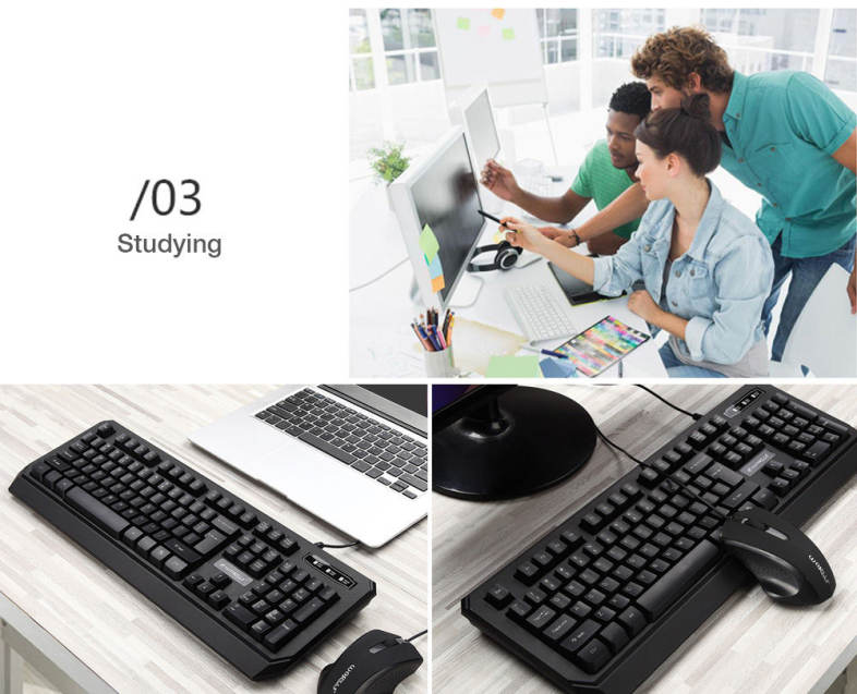 Warwolf KM - 722 Wired Keyboard Mouse Suit 104 Keys