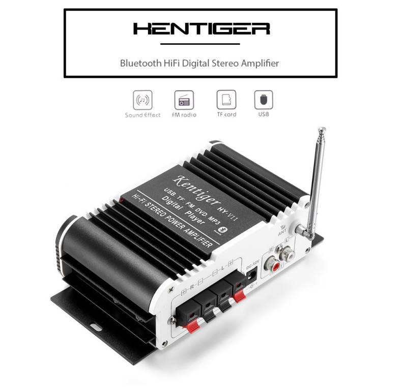 Kentiger HY - V11 Bluetooth Amplifier 2-channel Audio Support TF USB FM