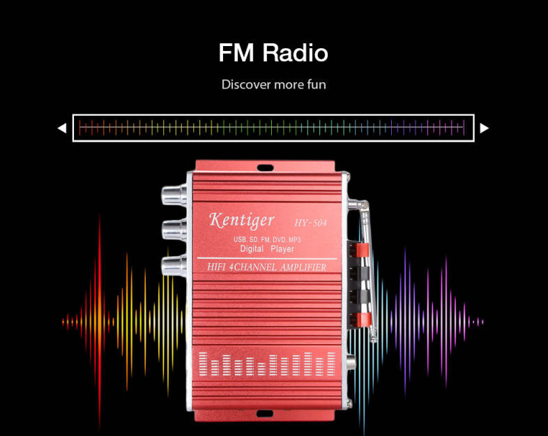 Kentiger HY - 504 HiFi 4-channel Stereo Audio Remote Control Amplifier