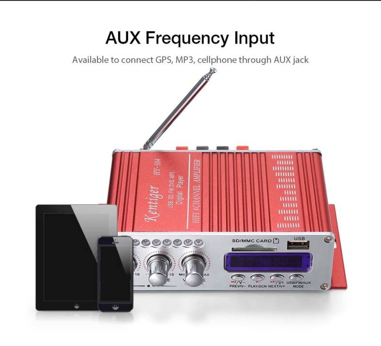 Kentiger HY - 504 HiFi 4-channel Stereo Audio Remote Control Amplifier