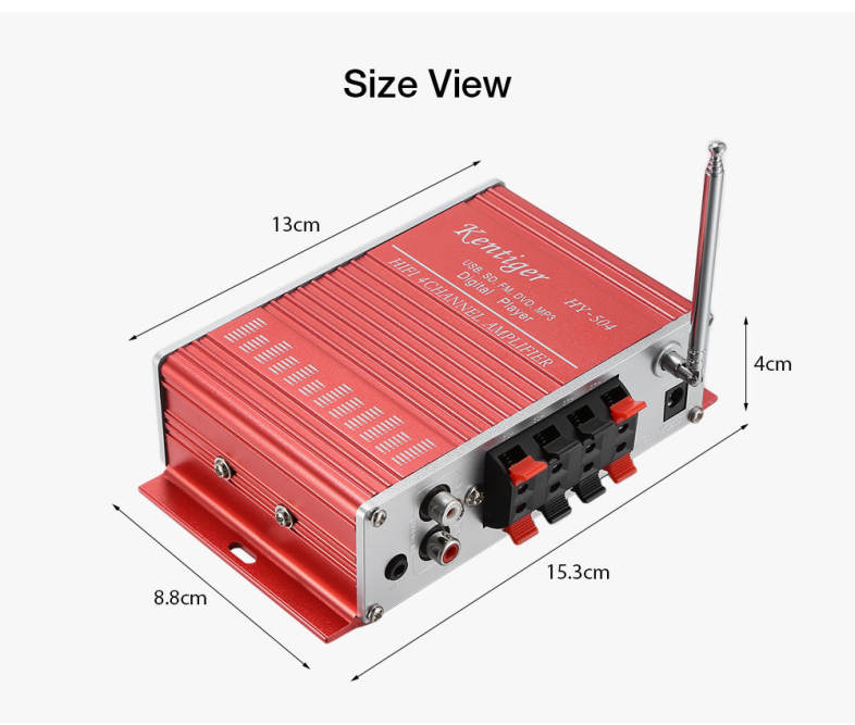 Kentiger HY - 504 HiFi 4-channel Stereo Audio Remote Control Amplifier