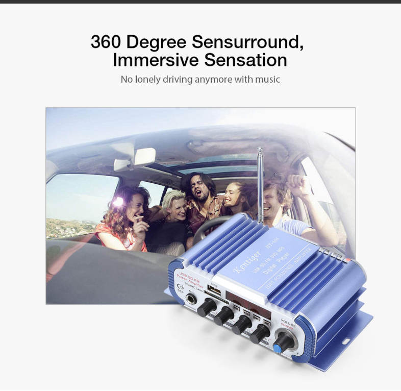 Kentiger HY - 604 HiFi 4-channel Stereo Car Audio Remote Control Amplifier