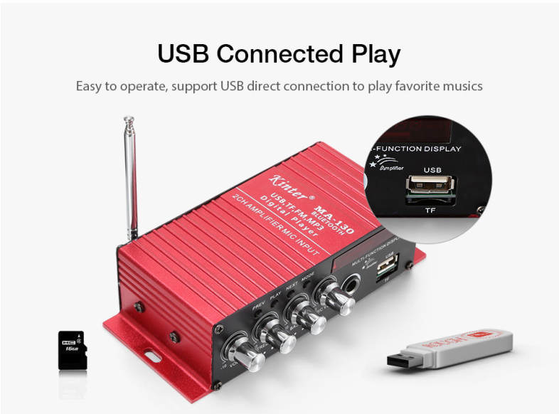 Kinter MA - 130 2CH Bluetooth Stereo Car Audio Digital Power Amplifier