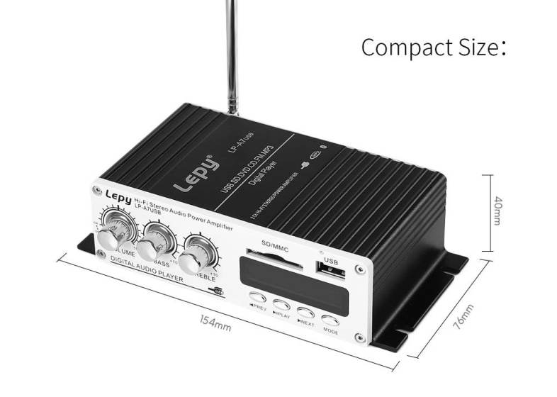 Lepy A7 Bluetooth Amplifier 2-channel HiFi Stereo Audio Support SD USB FM