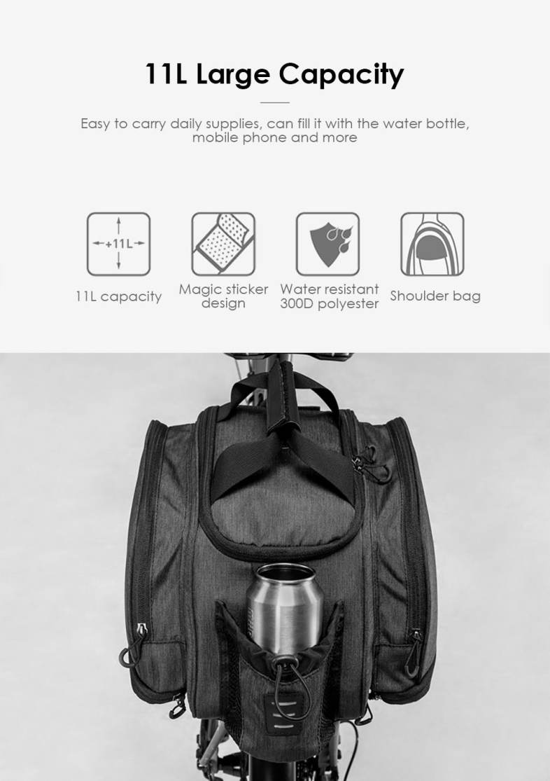 ROSWHEEL 141472 Multifunctional Bicycle Pannier Bag Trunk Pack