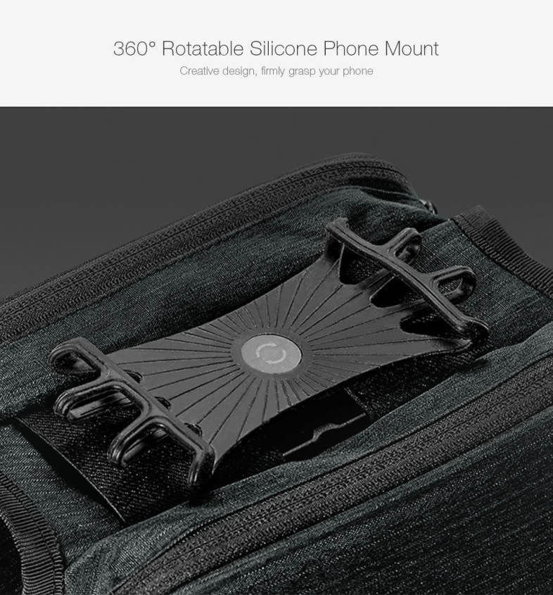 ROSWHEEL 121461 Bicycle Top Tube Pannier Bike Frame Bag with Phone Mount Holder