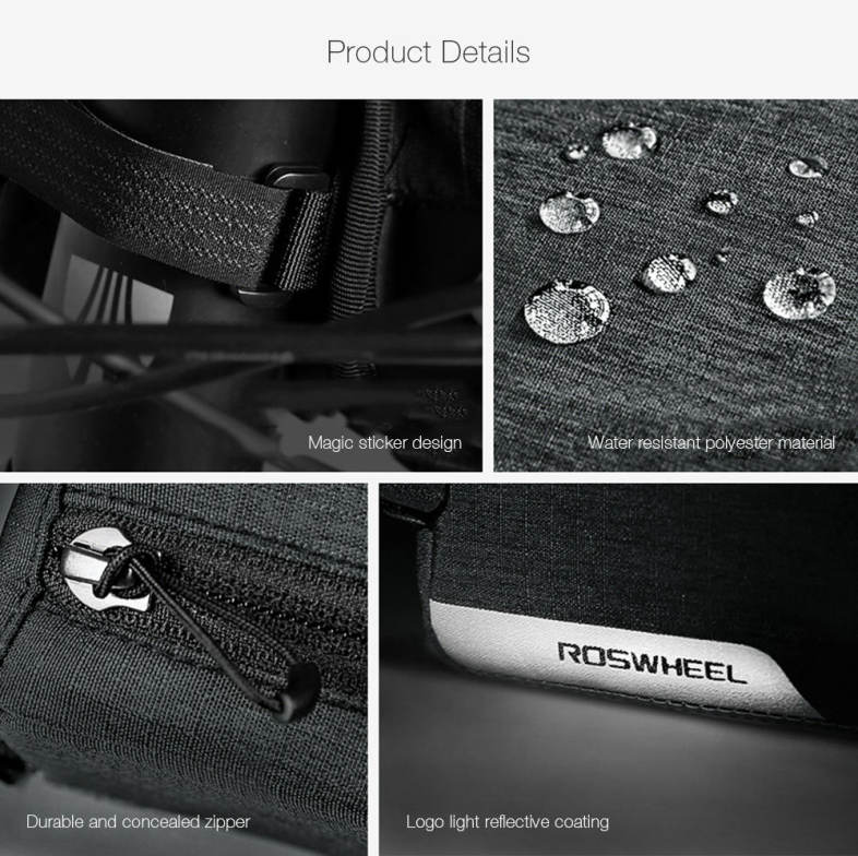 ROSWHEEL 121461 Bicycle Top Tube Pannier Bike Frame Bag with Phone Mount Holder