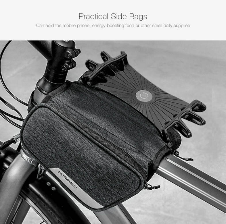 ROSWHEEL 121461 Bicycle Top Tube Pannier Bike Frame Bag with Phone Mount Holder