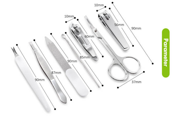 7pcs Manicure Pedicure Stainless Steel Grooming Nail Clipper Cut Scissor
