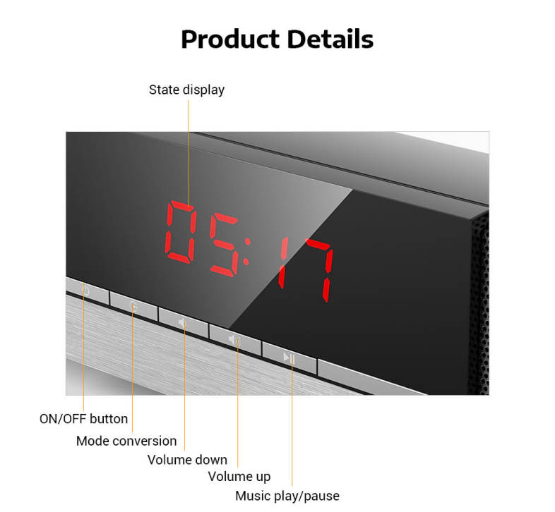 Shunpad S - R100 Wireless Bluetooth Soundbar Speaker with LED Display