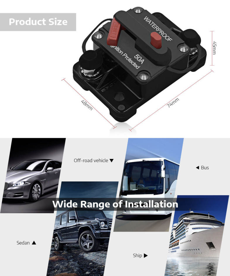 WUPP CS - 642A Car Circuit Breaker Reset Switch for SUV Bus Sedan Ship