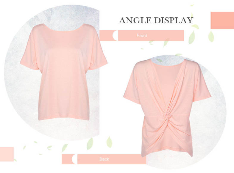 Round Collar Short Sleeve Backless Knot Loose Women T-shirt