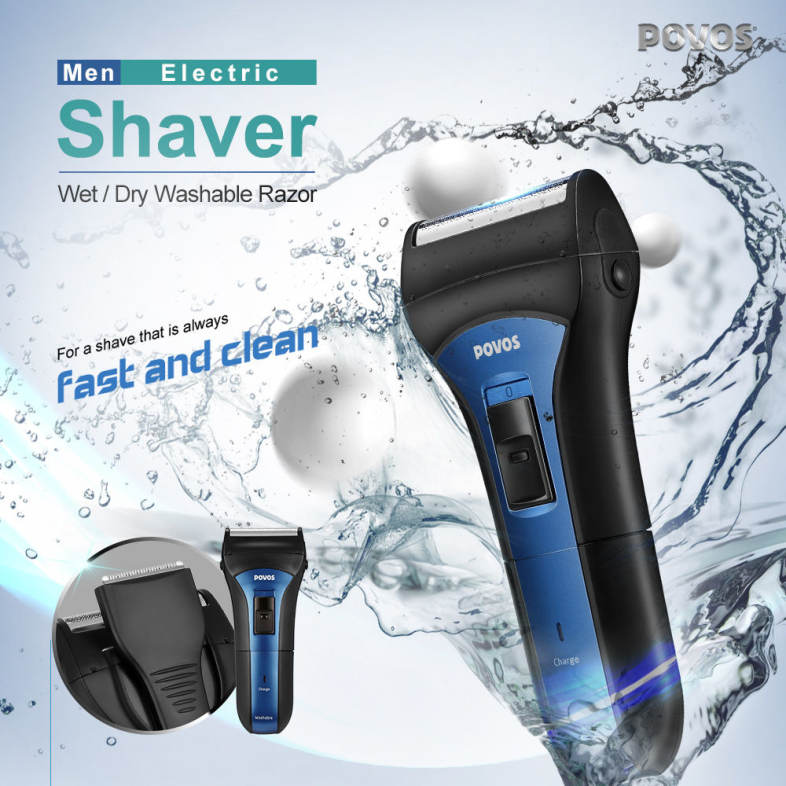 POVOS PS2208 Men Electric Foil Shaver Rechargeable Wet / Dry Washable Razor