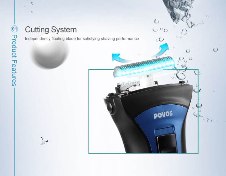 POVOS PS2208 Men Electric Foil Shaver Rechargeable Wet / Dry Washable Razor