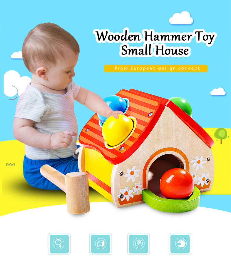 Topbright 6947 Wooden House Toy Small Hammer Knocking Balls
