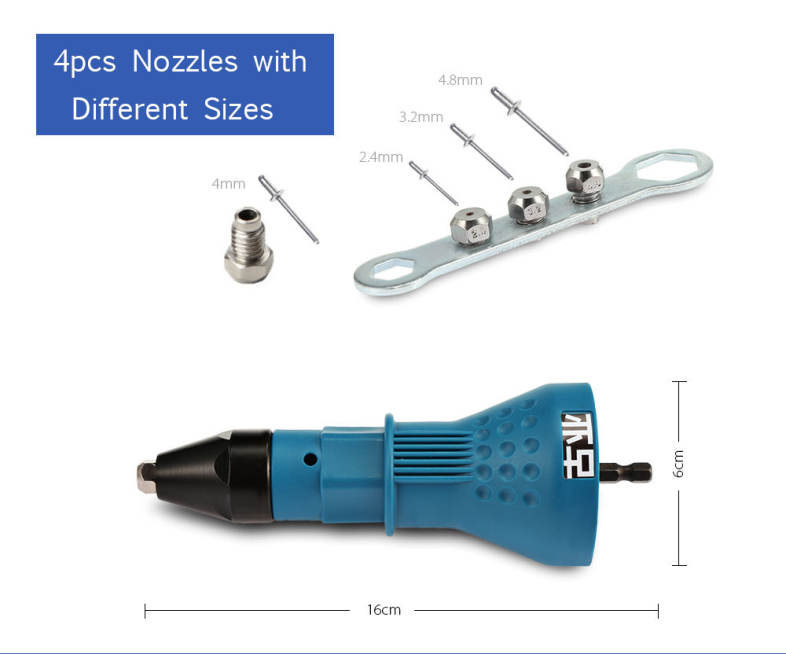 Guye Rivet Gun for Cordless Drill Electric Nut Riveting Tool