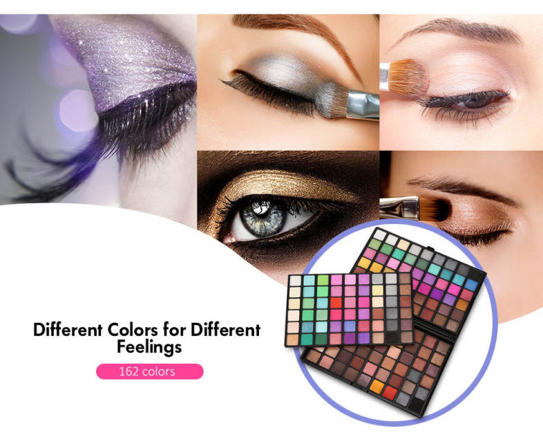 POPFEEL 162 Color Eye Shadow Palette Matte Glitter Powder Makeup Set