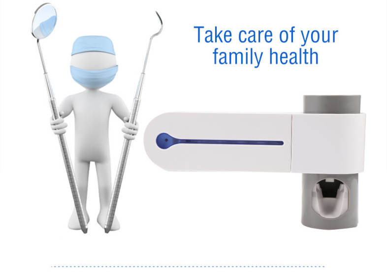 Wall Mount UV Sterilizer Toothbrush Holder Automatic Toothpaste Dispenser