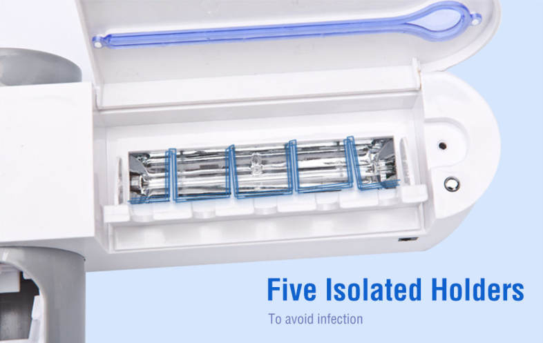 Wall Mount UV Sterilizer Toothbrush Holder Automatic Toothpaste Dispenser