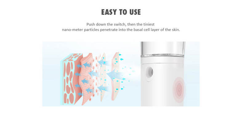 Nano Handy Mist Spray Facial Mister USB Rechargeable Beauty Instrument 