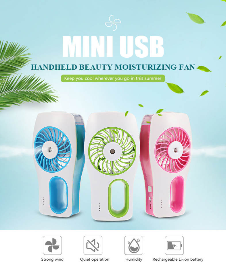 Mini USB Handheld Beauty Moisturizing Fan with Cooling Spray Humidifier