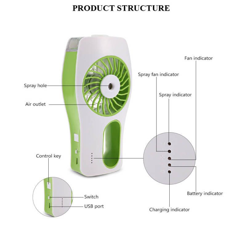 Mini USB Handheld Beauty Moisturizing Fan with Cooling Spray Humidifier
