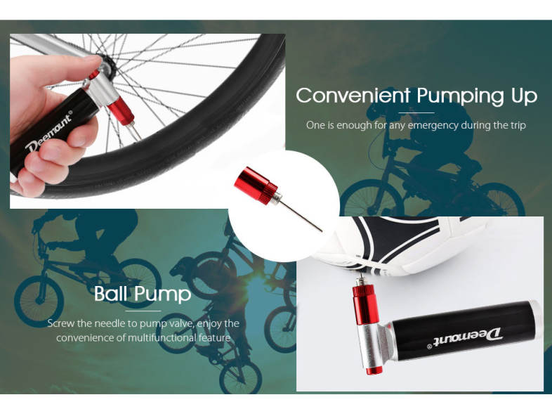 Deemount Portable Mini Bicycle Air Pump Ultra-light Inflator A / V and F / V