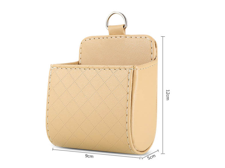 Car PU Leather Air Outlet Hanging Storage Box Holder Phone Card Sunglasses 
