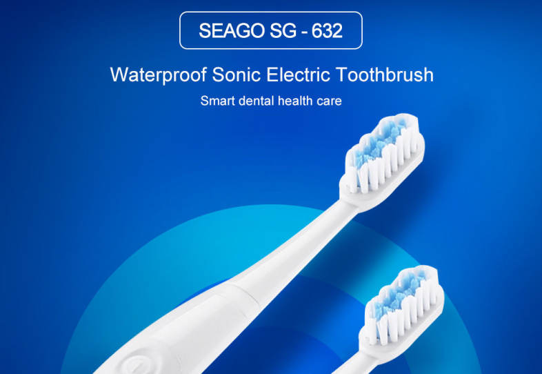 SEAGO SG - 632 Waterproof Sonic Electric Toothbrush with 2 Brush Heads