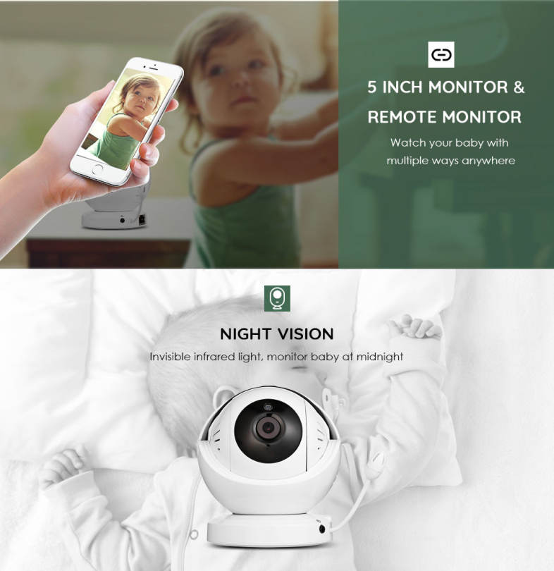 HD Newborn Baby Monitor with Zoomable Night Vision Digital Color Camera
