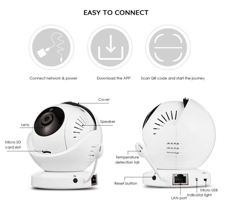 HD Newborn Baby Monitor with Zoomable Night Vision Digital Color Camera