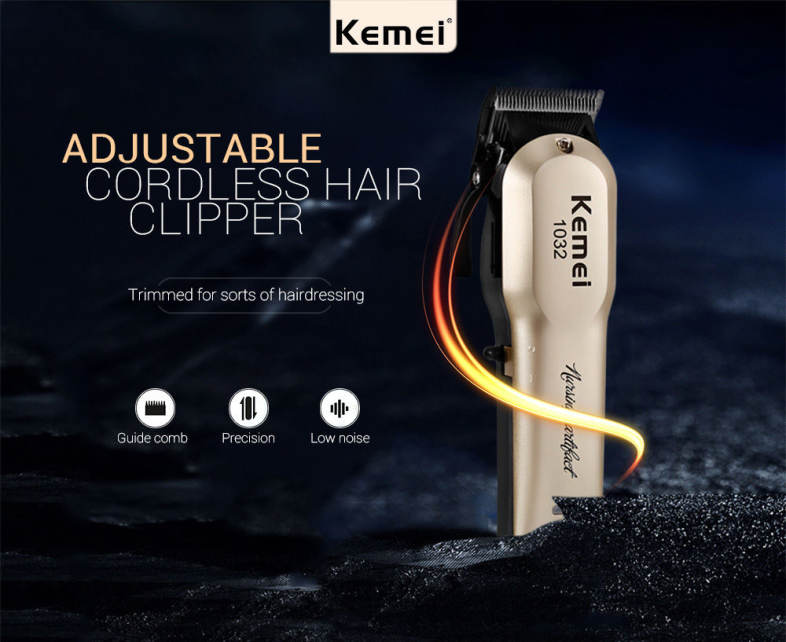 Kemei KM - 1032 Adjustable Cordless Powerful Motor Hair Clipper with 4 Guide Comb