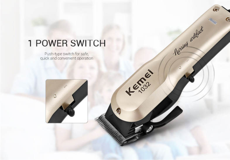 Kemei KM - 1032 Adjustable Cordless Powerful Motor Hair Clipper with 4 Guide Comb