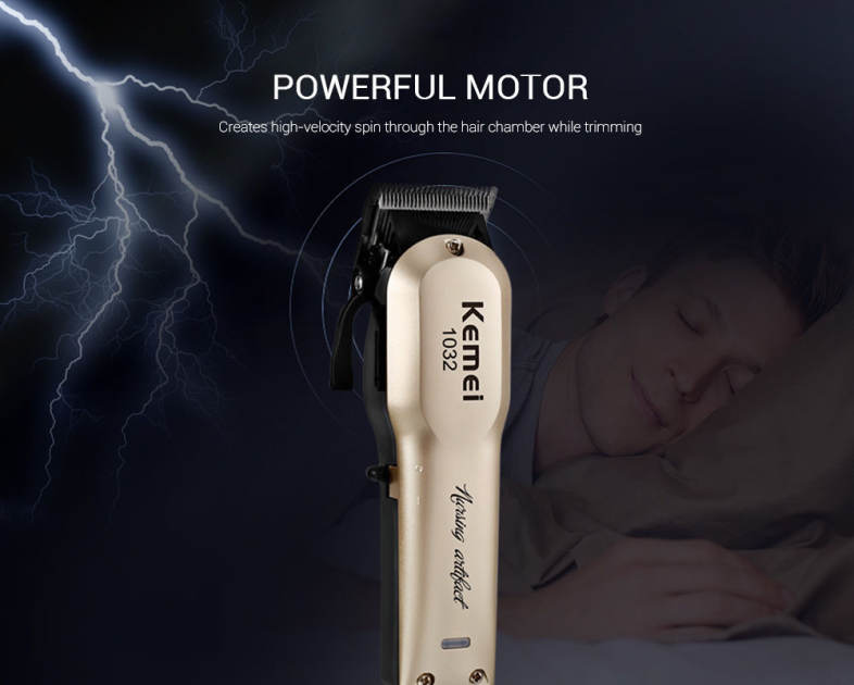 Kemei KM - 1032 Adjustable Cordless Powerful Motor Hair Clipper with 4 Guide Comb
